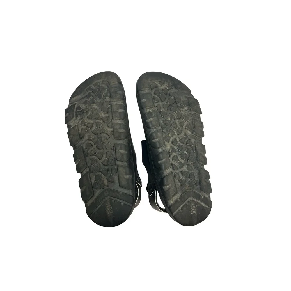 Birkenstock Mogami Kids Sandals Black White Colorblock Buckle Strap EU 33